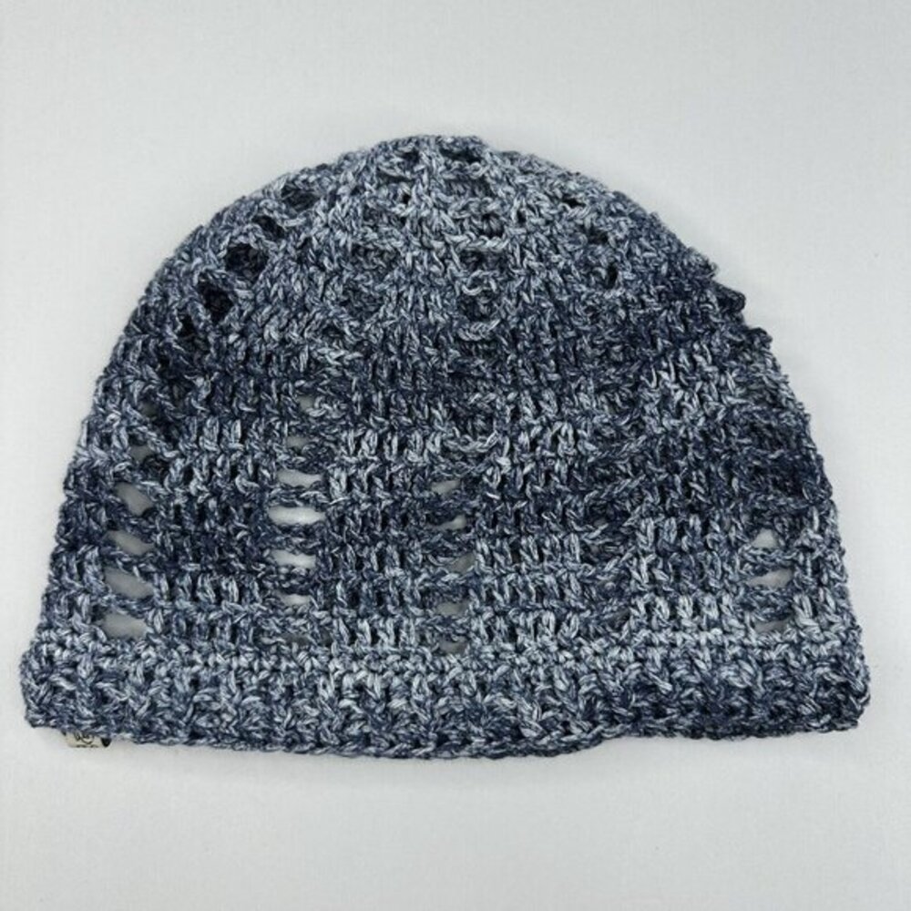 Created By Cyd Slouchy Snoody Beanie Denim Splash Blue Crochet Cotton Hat NEW - Picture 6 of 9